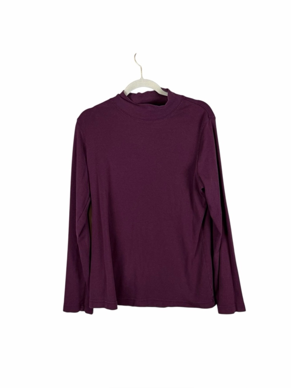 Duluth Trading Co Plum Mock Neck Long Sleeve Tee Cotton Size L